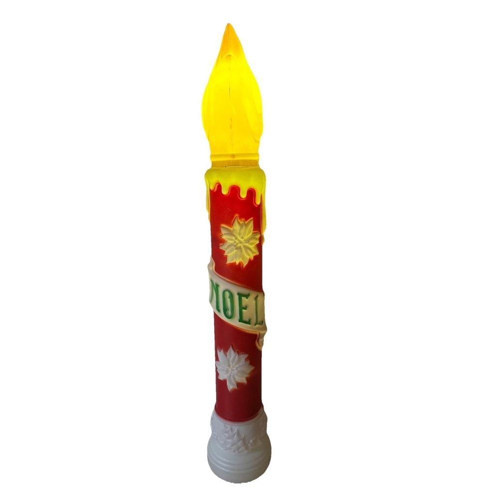 Vintage Blow Mold Noel Christmas Candle General Foam Single 38" Inches Tall